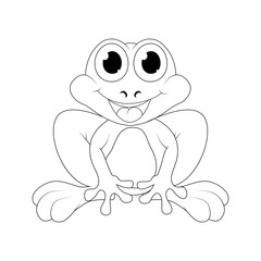 Cartoon frog outline isolated on white background