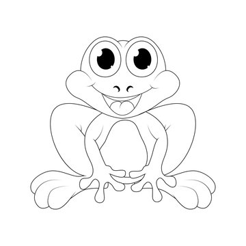 Cartoon frog outline isolated on white background