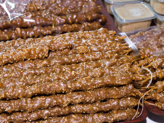 sweet food that is formed by pestle dipping and hanging and drying of walnuts. It's a local sweet of the Turkey.