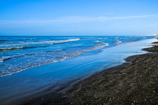 Black sand beach in Ladispoli, Italy