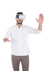 frightened VR glasses player