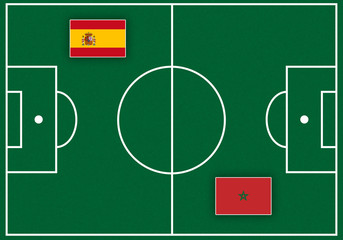 Illustration d'un terrain de football avec drapeaux