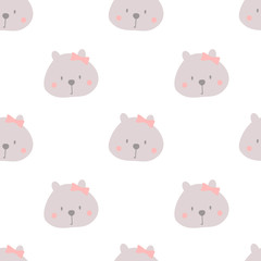 Seamless pattern with cute bear. Vector print for child.