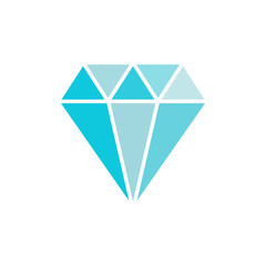 Diamond icon. Vector illustration, flat design.