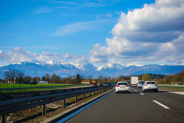 Traffic on Slovenian highway A1 between Maribor and Ljubljana