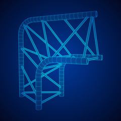 Truss girder element. Wireframe low poly mesh vector illustration.