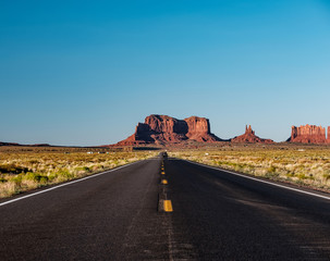 Empty scenic highway in Monument Valley