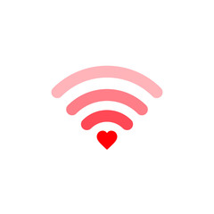 Heart wifi. Vector heart connect icon in flat style. Heart signal. Love connection. Wifi hotspot signal. Love signal. Wifi sign