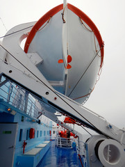 Naklejka premium details and life boat on ferry boat deck
