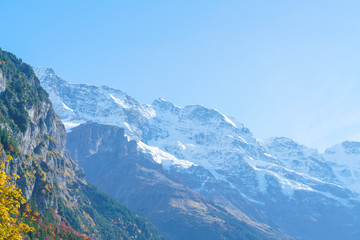 Fototapeta na wymiar Snowy mountains of Lauterbrunnen Valley, Bernese Highlands, Switzerland