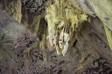 Stalactites and stalagmites in caves Hub Pah Tard (Pa Tard Cave) There are many drip-stone around this area. of Uthaithani province , Thailand.