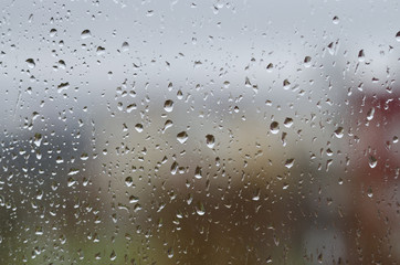 Raindrops on the window glass