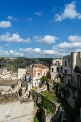 Vertical View of the City of Matera on Blue Sky Background