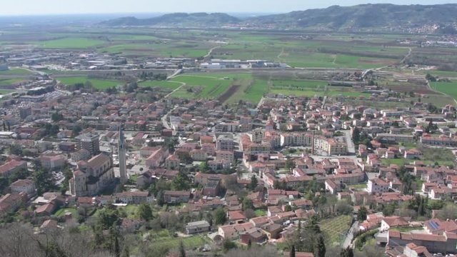 Panoramic view of Montecchio Maggiore seen from the Romeo's Tower , Veneto