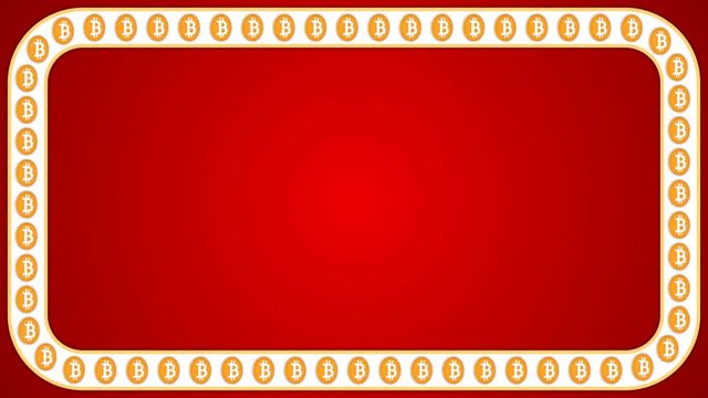 Bitcoin cryptocurrency red background rectangle border frame banner