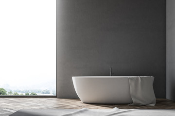 Naklejka na ściany i meble Loft bathroom interior, white bathtub