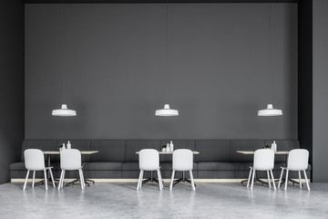 Dark gray sofa cafe interior