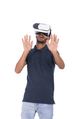 frightened VR glasses player