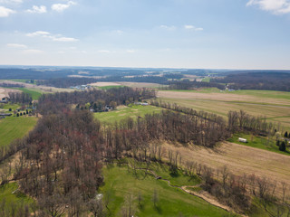 Fototapeta na wymiar Aerial of Farmland in Cross Roads, Pennsylvania