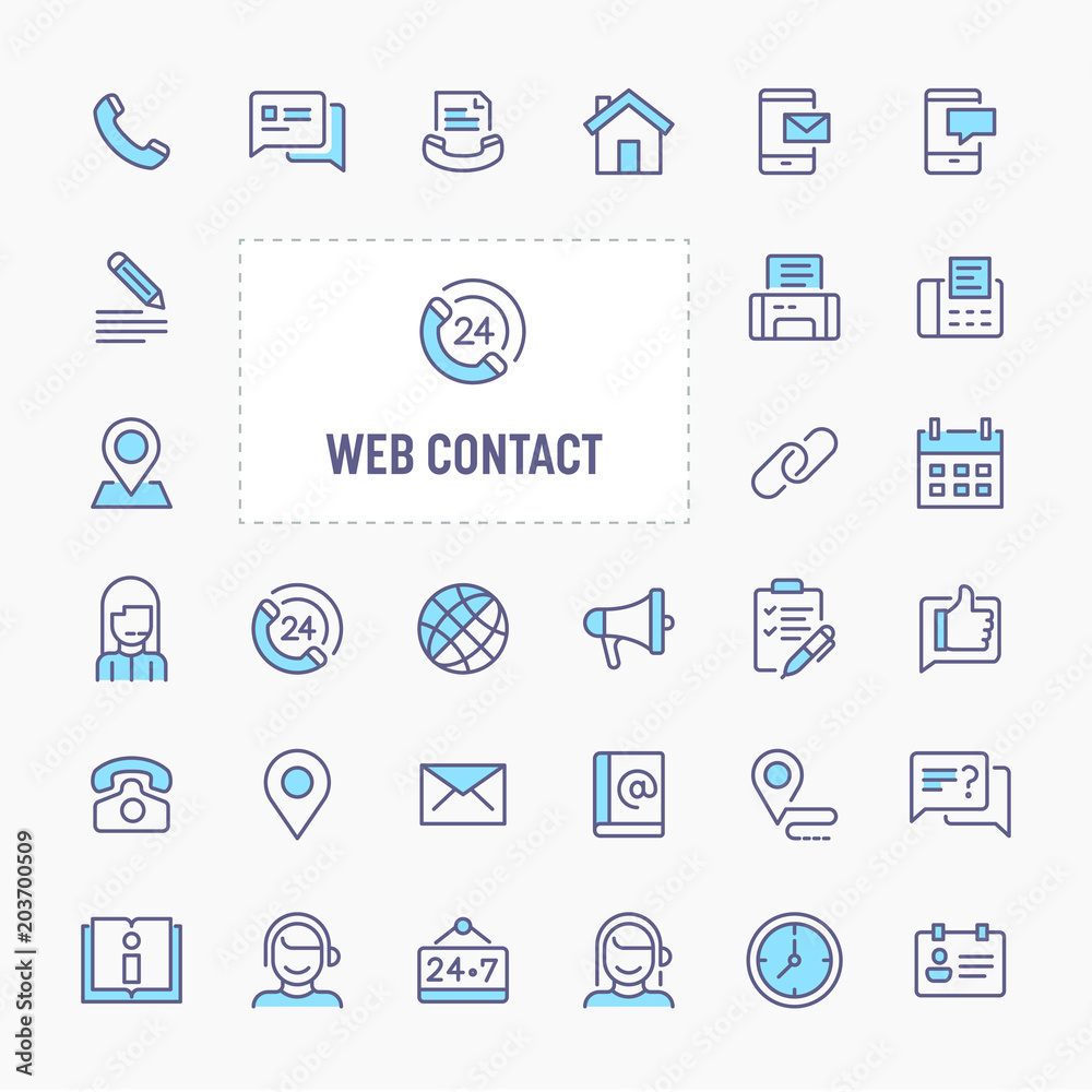 Wall mural web contact minimal icon set