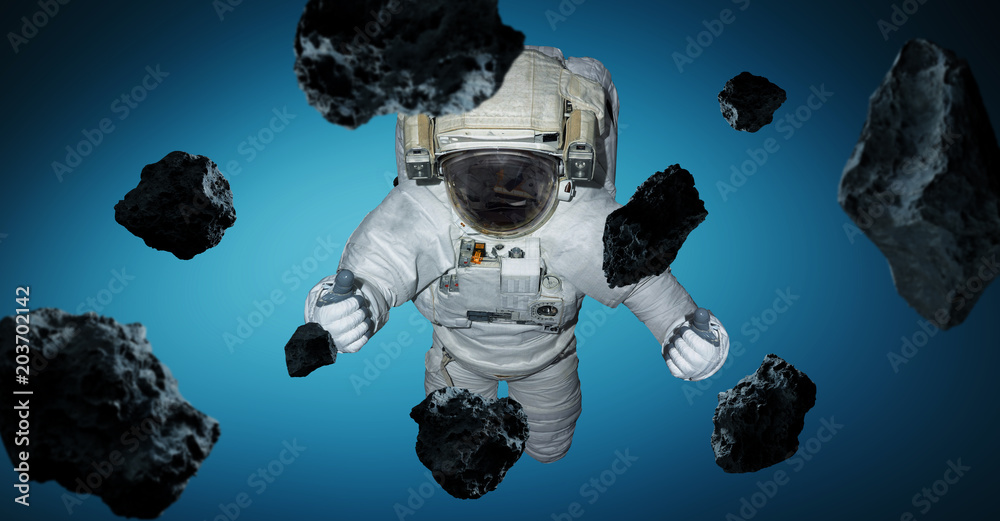 Fototapete astronaut isolated on blue background 3d rendering elements of this image furnished by nasa