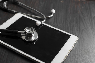 Close-up Of Medical Stethoscope On Tablet computer