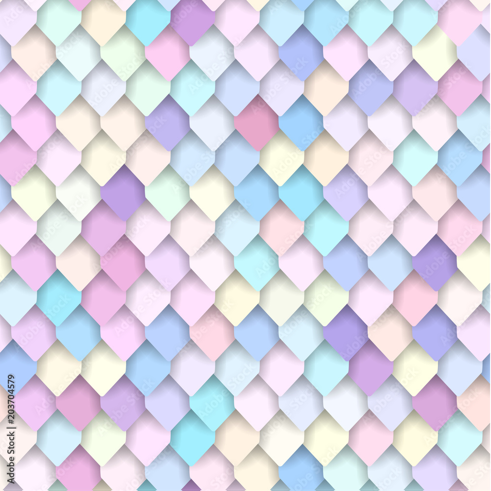 Wall mural abstract colorful tiled pattern - seamless geometric background with roofing texture