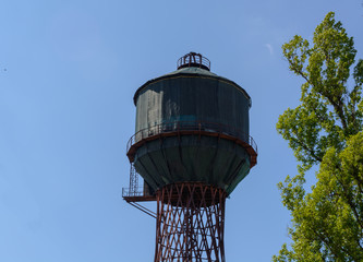 the water tower on the sky background