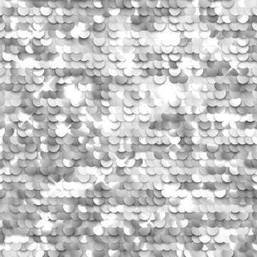 Seamless silver texture of fabric with sequins - vector eps10