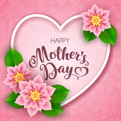 Mothers day greeting card with flowers. Vector Illustration