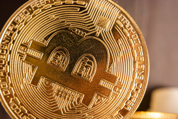Close up of bitcoins background