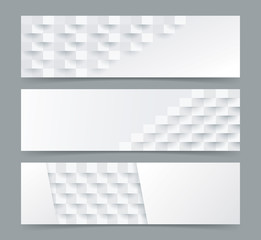 Set of modern horizontal white banners.