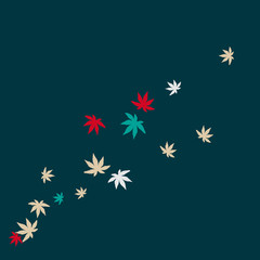 Cute vegetative pattern with simple small leaves for a greeting card or poster. Vector background for spring or summer design