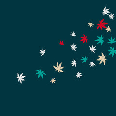 Cute vegetative pattern with simple small leaves for a greeting card or poster. Vector background for spring or summer design