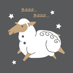 Vector illustration of cute funny baby sheep for print,poster,scandinavian design