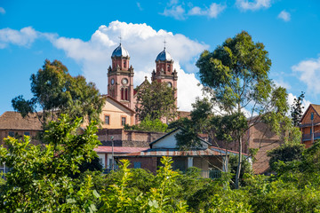 Naklejka premium Old colonial center of Fianaratsoa (Good education in Malagasy), the second largest city in Madagascar and its cultural and intellectual center.