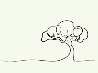 Continuous line drawing. Tree logo. Vector illustration. Concept for logo, card, banner poster flyer