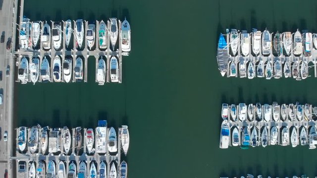 Aerial Top View of Luxury Boats in Resort Marina