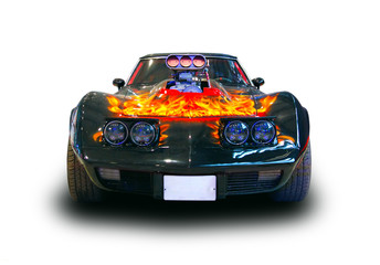 American muscle car. White background