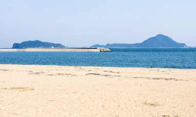 Beach with white sand on Kunisaki peninsula, Japan