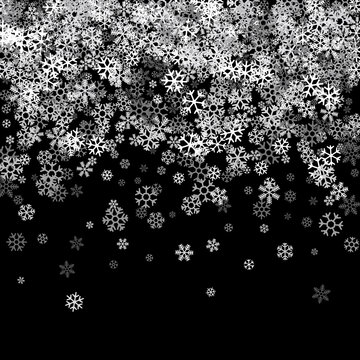 Abstract pattern of falling snowflakes