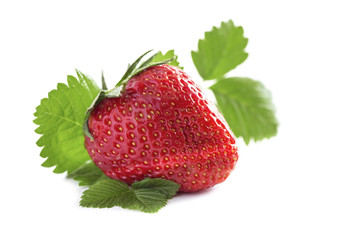 one large red ripe juicy strawberry
