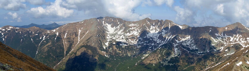 Mountain landscape High Tatras National Park, Žiarska dolina, Slovakia, Europe. Tourists walk in the mountains. Active holiday concept © Branislav