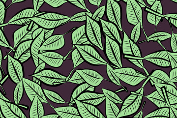 Modern geometrical leaves drawing background pattern abstract. Design, surface, tile & web.