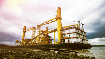 Fototapeta na wymiar Crane Barge, Crane Construction, Sea Crane
