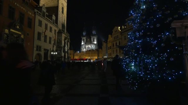 Christmas time in Prague at night