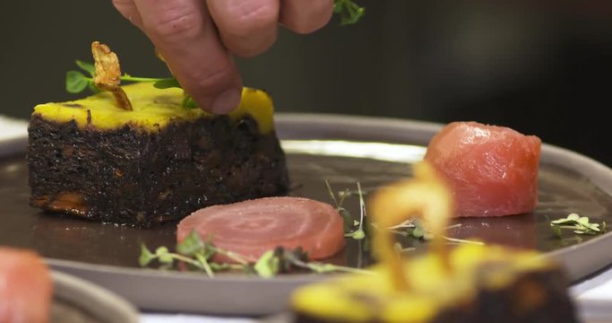 pr&eacute;paration d'un plat gastronomique