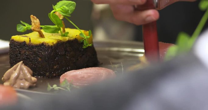 pr&eacute;paration d'un plat gastronomique