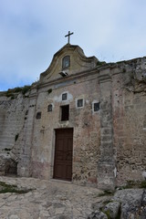 Italy, Basilicata, Matera, city of stones, Unesco heritage, capital of European culture 2019.  Rock Church of the Mdonna of Vergini