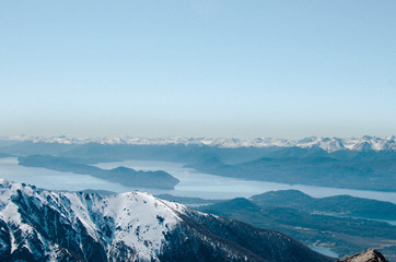 Fototapeta na wymiar Bariloche, Argentina - Mountain and lake with snow view
